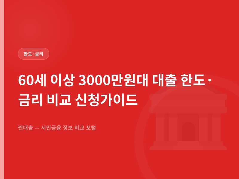 60세 이상 3000만원대 대출 한도·금리 비교 신청가이드