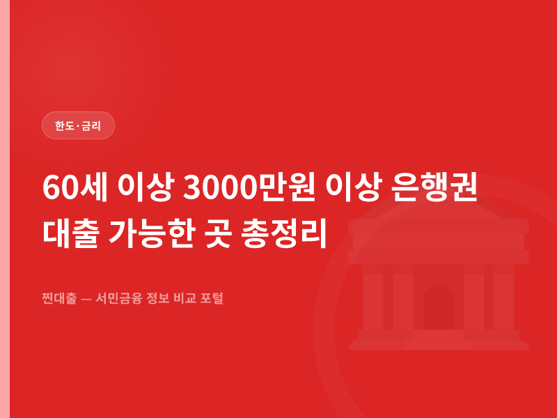 60세 이상 3000만원 이상 은행권 대출 가능한 곳 총정리