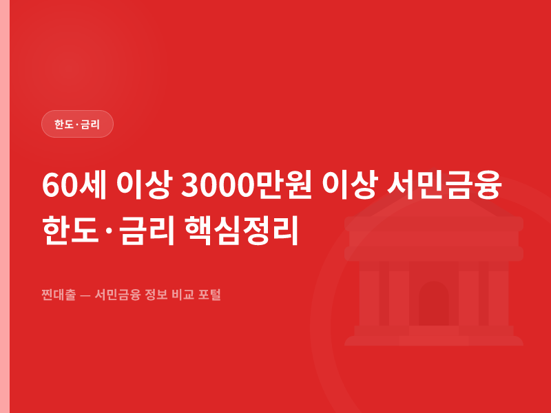 60세 이상 3000만원 이상 서민금융 한도·금리 핵심정리