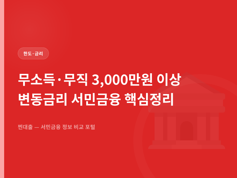무소득·무직 3,000만원 이상 변동금리 서민금융 핵심정리