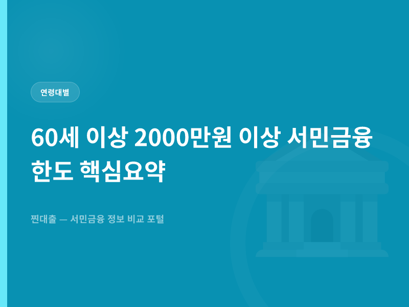 60세 이상 2000만원 이상 서민금융 한도 핵심요약