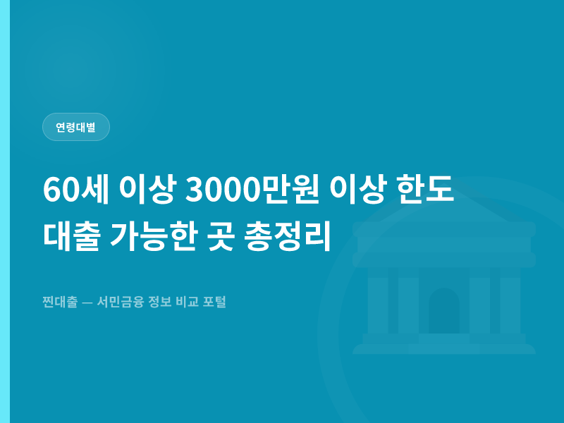 60세 이상 3000만원 이상 한도 대출 가능한 곳 총정리
