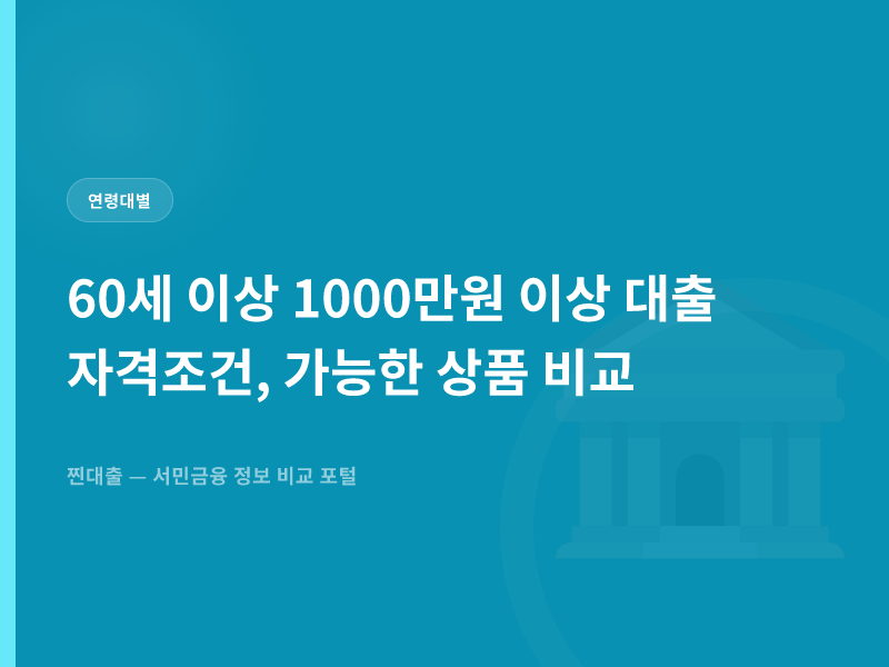 60세 이상 1000만원 이상 대출 자격조건, 가능한 상품 비교