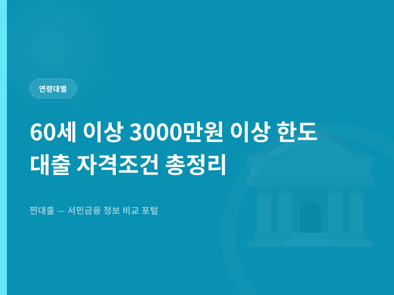 60세 이상 3000만원 이상 한도 대출 자격조건 총정리