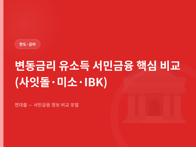 변동금리 유소득 서민금융 핵심 비교(사잇돌·미소·IBK)