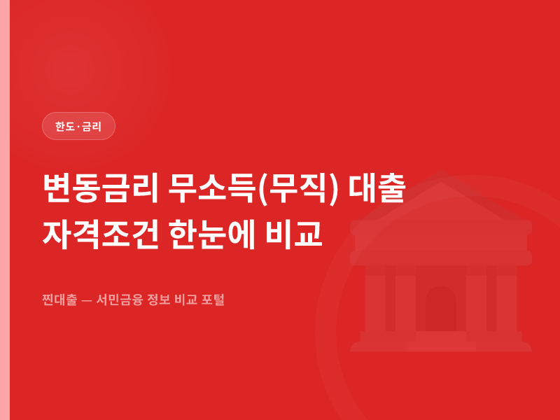 변동금리 무소득(무직) 대출 자격조건 한눈에 비교