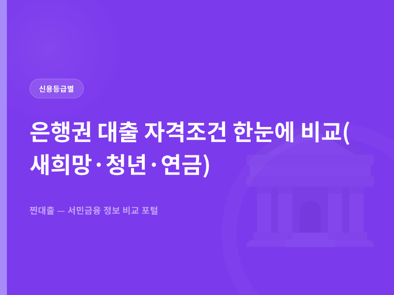 은행권 대출 자격조건 한눈에 비교(새희망·청년·연금)
