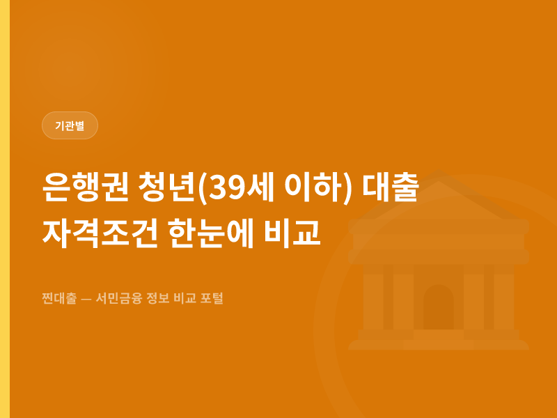 은행권 청년(39세 이하) 대출 자격조건 한눈에 비교