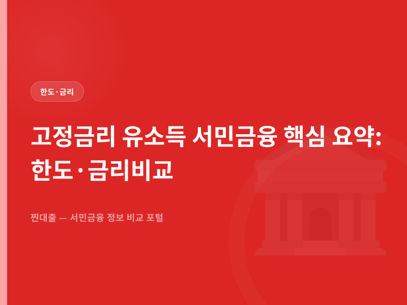 고정금리 유소득 서민금융 핵심 요약: 한도·금리 비교