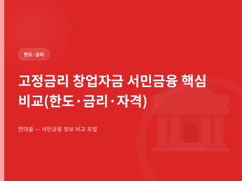 고정금리 창업자금 서민금융 핵심 비교(한도·금리·자격)