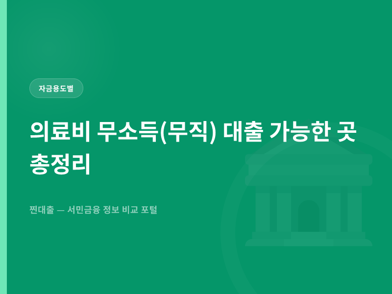 의료비 무소득(무직) 대출 가능한 곳 총정리