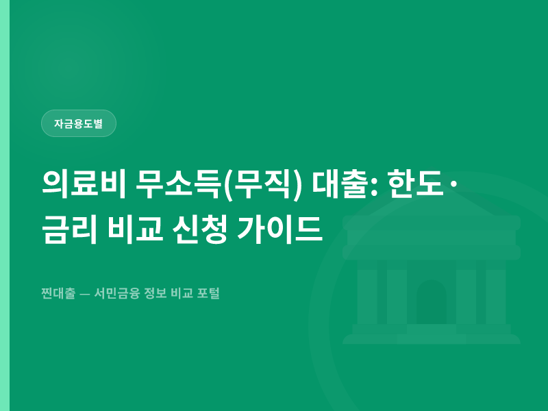 의료비 무소득(무직) 대출: 한도·금리 비교 신청 가이드
