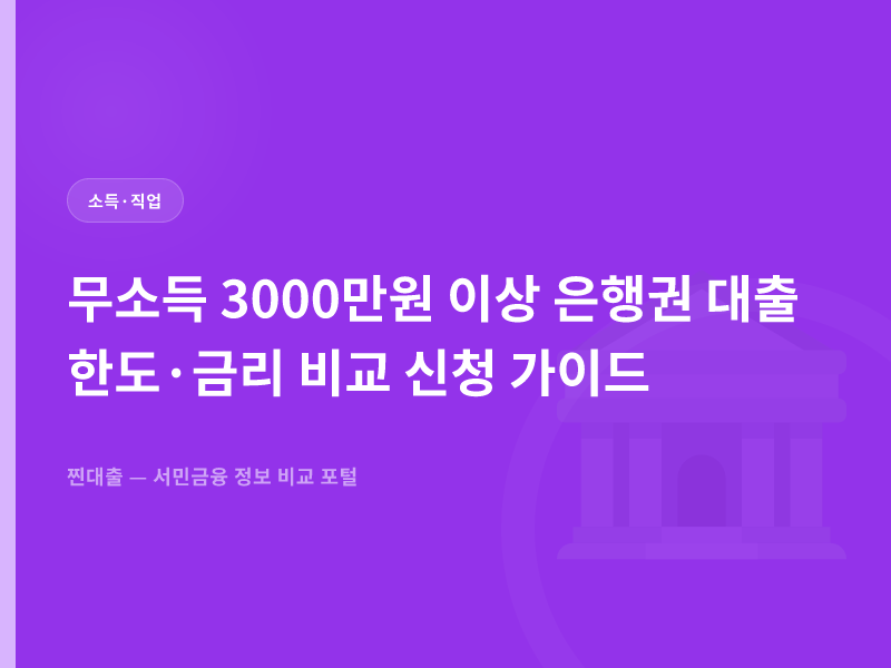 무소득 3000만원 이상 은행권 대출 한도·금리 비교 신청 가이드