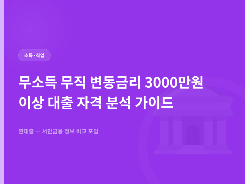무소득 무직 변동금리 3000만원 이상 대출 자격 분석 가이드