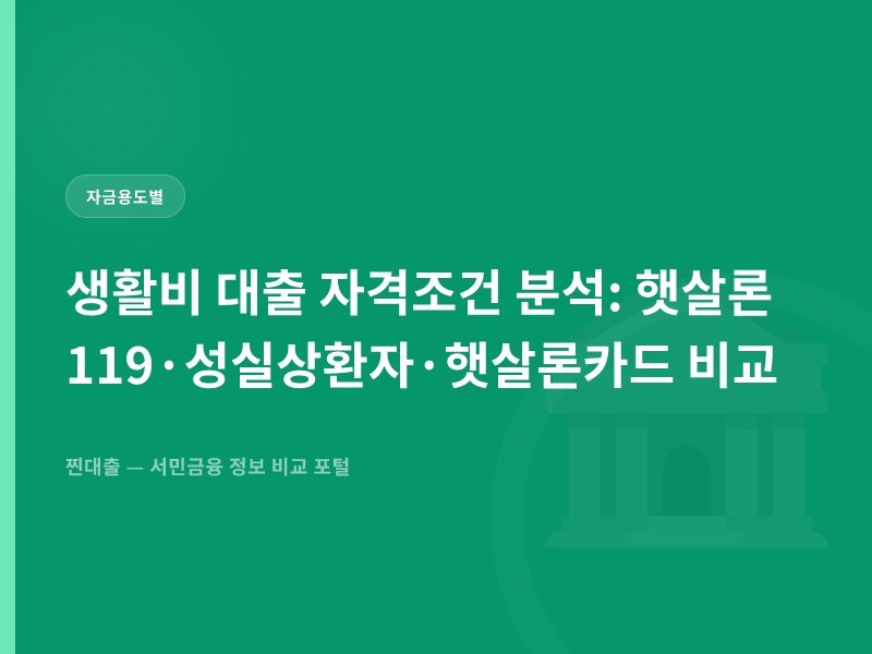 생활비 대출 자격조건 분석: 햇살론119·성실상환자·햇살론카드 비교