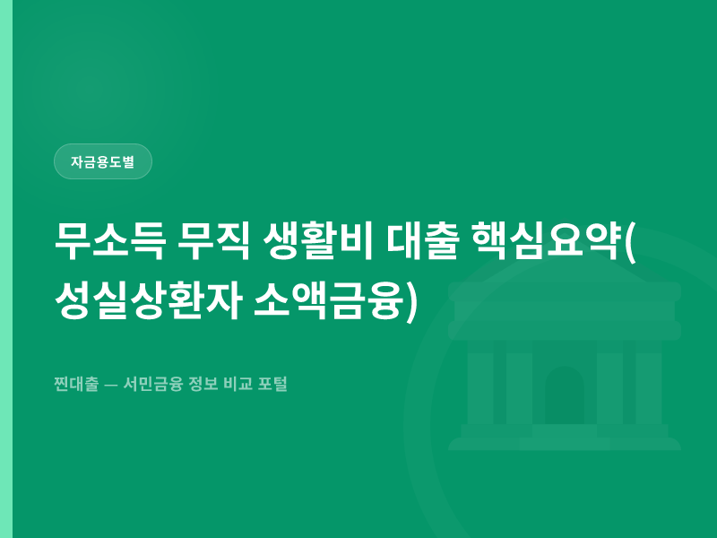무소득 무직 생활비 대출 핵심요약(성실상환자 소액금융)