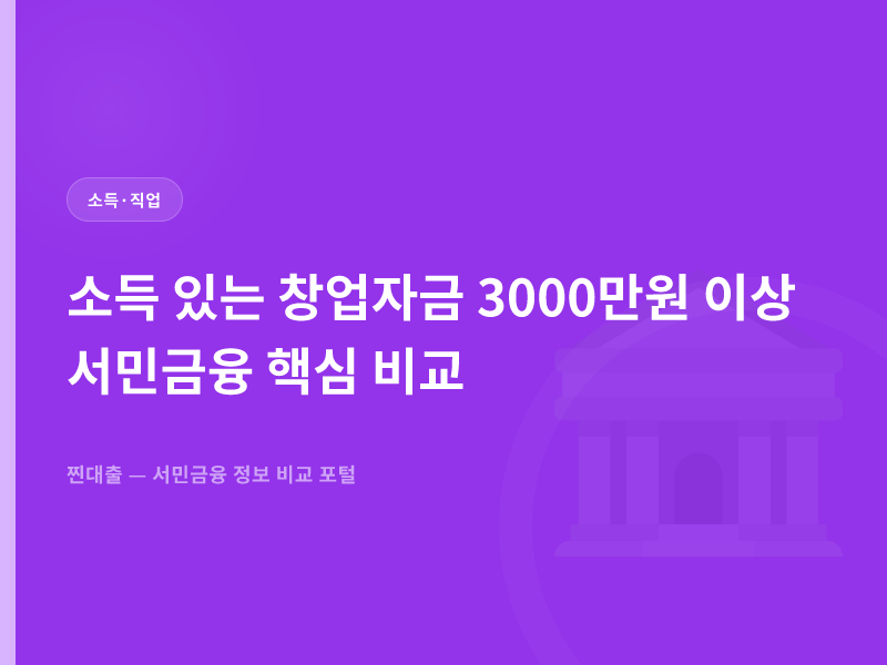 소득 있는 창업자금 3000만원 이상 서민금융 핵심 비교