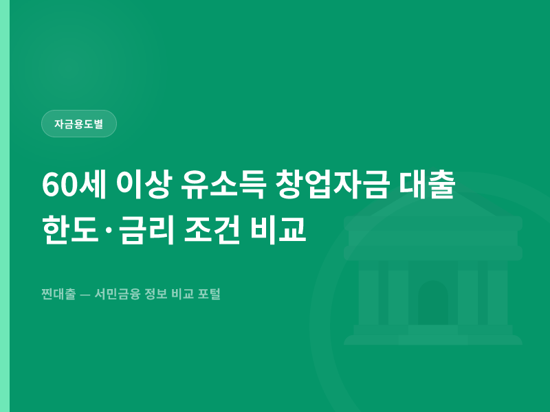 60세 이상 유소득 창업자금 대출 한도·금리 조건 비교