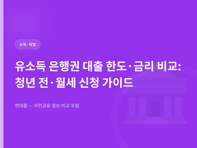 유소득 은행권 대출 한도·금리 비교: 청년 전·월세 신청 가이드