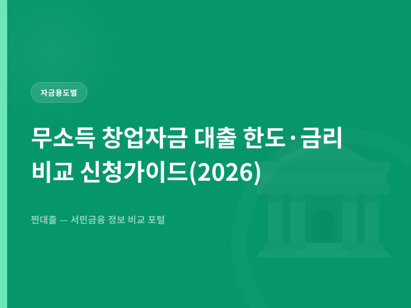 무소득 창업자금 대출 한도·금리 비교 신청가이드(2026)