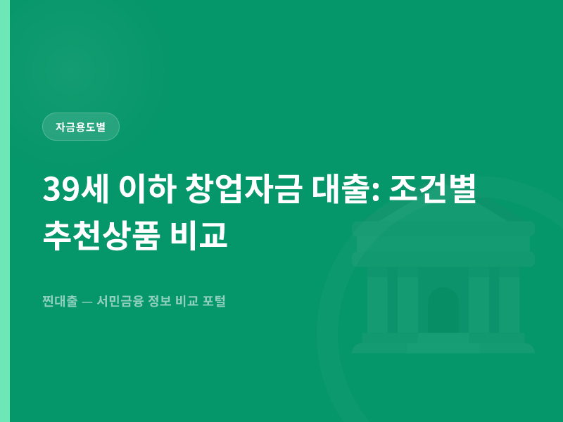 39세 이하 창업자금 대출: 조건별 추천상품 비교